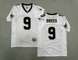 Mitchell and Ness New Orleans Saints #9 Drew Brees White Throwback NFL Jersey