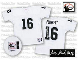 Mitchell and Ness Oakland Raiders #16 Jim Plunkett White Autographed Authentic Stitched NFL Jersey