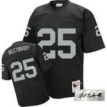 Mitchell and Ness Oakland Raiders #25 Fred Biletnikoff Black Autographed Authentic Stitched NFL Jersey