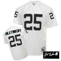 Mitchell and Ness Oakland Raiders #25 Fred Biletnikoff White Autographed Authentic Stitched NFL Jersey