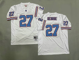 Mitchell and Ness Tennessee Oilers #27 Eddie George White Throwback NFL Jersey
