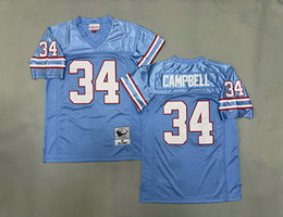 Mitchell and Ness Tennessee Oilers #34 Earl Campbell Light Blue Throwback NFL Jersey