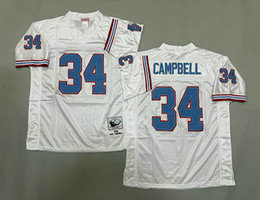 Mitchell and Ness Tennessee Oilers #34 Earl Campbell White Throwback NFL Jersey