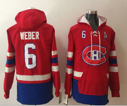 Montreal Canadiens #6 Shea Weber Red Authentic Stitched NHL Hoodies