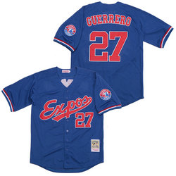 Montreal Expos #27 Vladimir Guerrero Blue Throwback Authentic stitched MLB jersey