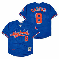 Montreal Expos #8 Gary Carter Blue Throwback BP Authentic Stitched MLB Jersey