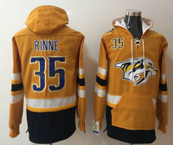 Nashville Predators #35 Pekka Rinne Yellow Authentic Stitched NHL Hoodies