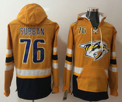 Nashville Predators #76 P.K Subban Yellow Authentic Stitched NHL Hoodies