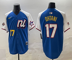 National League #17 Shohei Ohtani Navy White sleeves 2025 All-Star Jersey