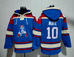 New England Patriots #10 Drake Maye Blue All Stitched Hooded Sweatshirt