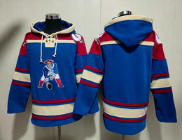 New England Patriots Blank Blue All Stitched Hooded Sweatshirt