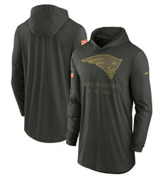 New England Patriots Forest Green 2025 Salute To Service Sideline Dri-FIT Lightweight Pullover Hoodie
