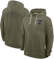 New England Patriots Olive 2025 Salute To Service Pullover Hoodie