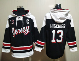 New Jersey Devils #13 Nico Hischier Black All Stitched Hooded Sweatshirt