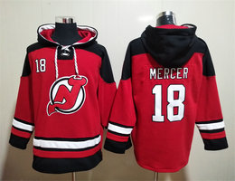 New Jersey Devils #18 Dawson Mercer Red All Stitched Hooded Sweatshirt