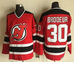 New Jersey Devils #30 Martin Brodeur Red Throwback CCM Authentic Stitched NHL Jersey