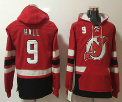New Jersey Devils #9 Cherry Hill Red Authentic Stitched NHL Hoodies