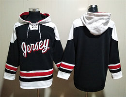 New Jersey Devils Blank Black All Stitched Hooded Sweatshirt