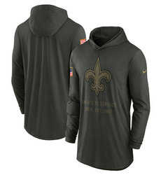 New Orleans Saints Forest Green 2025 Salute To Service Sideline Dri-FIT Lightweight Pullover Hoodie