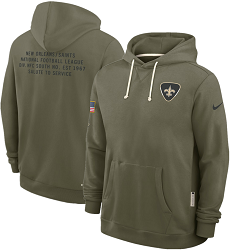 New Orleans Saints Olive 2025 Salute To Service Pullover Hoodie
