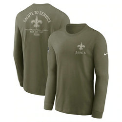 New Orleans Saints Olive 2025 Salute To Service Sideline Long Sleeve T-Shirt