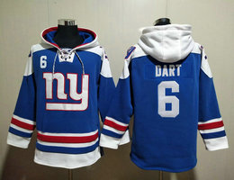 New York Giants #6 Jaxson Dart Blue NHL Stitched Hoodies