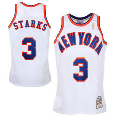 New York Knicks #3 John Starks White Throwback Stitched Jersey