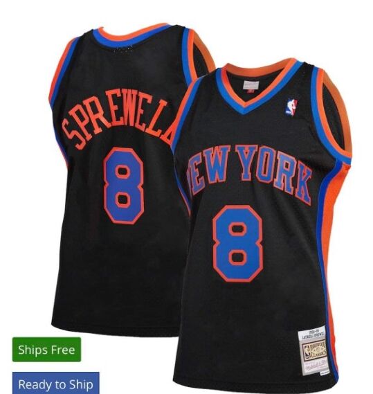 New York Knicks #8 Latrell Sprewell Black 1998-99 Hardwood Classics Authentic Stitched NBA jersey