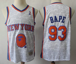 New York Knicks #93 Bape White 1998-99 Comfortable Monkey Authentic Stitched NBA Jersey