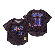 New York Mets #38 Justin Wilson Charcoal BAPE x Mitchell & Ness Authentic Stitched MLB Jersey