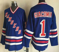 New York Rangers #1 Eddie Giacomin 1990-91 Light Blue CCM Vintage Throwback Jersey