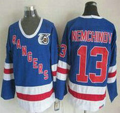New York Rangers #13 Sergei Nemchinov Light Blue 75th CCM Throwback Authentic Stitched NHL Jersey