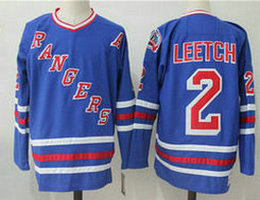 New York Rangers #2 Brian Leetch Blue CCM Throwback Authentic Stitched NHL Jersey