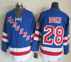 New York Rangers #28 Tie Domi Light Blue CCM Authentic Stitched NHL Jersey