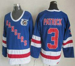 New York Rangers #3 James Patrick Light Blue 75th CCM Throwback Authentic Stitched NHL Jersey