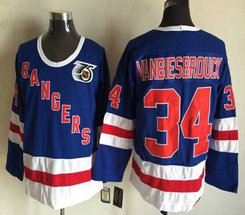 New York Rangers #34 John Vanbiesbrouck Light Blue 75th CCM Throwback Authentic Stitched NHL Jersey
