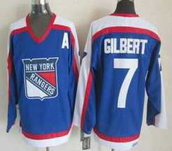 New York Rangers #7 Rod Gilbert 1977 CCM Throwback Blue Authentic Stitched NHL Jersey