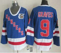New York Rangers #9 Adam Graves Light Blue 75th CCM Throwback Authentic Stitched NHL Jersey