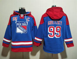 New York Rangers #99 Wayne Gretzky Blue All Stitched Hooded Sweatshirt