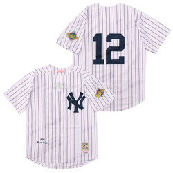 New York Yankees #12 Wade Boggs White 1996 Throwback Authentic Stitched MLB Jersey