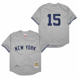 New York Yankees #15 Thurman Munson Grey 1973 Throwback Stitched MLB Jersey