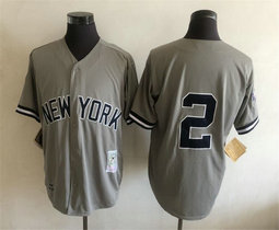 New York Yankees #2 Derek Jeter Gray no name Throwback Authentic Stitched MLB jersey