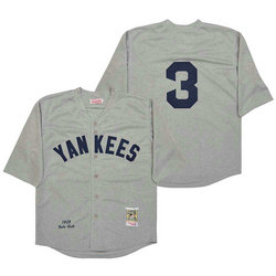 New York Yankees #3 Babe Ruth Grey 1929 Throwback Stitched MLB Jersey