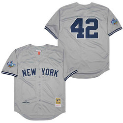 New York Yankees #42 Mariano Rivera Gray 1998 Throwback Authentic stitched MLB jersey