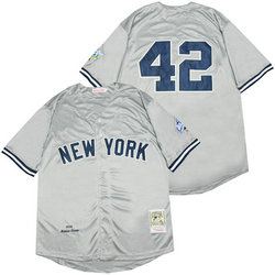 New York Yankees #42 Mariano Rivera Gray 1998 Throwback Authentic stitched MLB jerseys