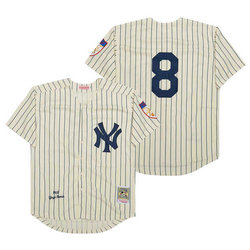 New York Yankees #8 Yogi Berra Cream 1951 Throwback Stitched MLB Jersey