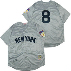New York Yankees #8 Yogi Berra Grey 1951 Throwback Stitched MLB Jersey