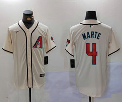 Nike Arizona Diamondbacks #4 Ketel Marte White Game Red Number Authentic Stitched Baseball jersey