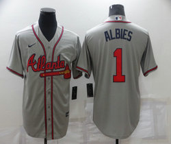 Nike Atlanta Braves #1 Ozzie Albies Gray Game Authentic Stitched MLB Jersey