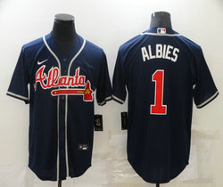 Nike Atlanta Braves #1 Ozzie Albies Navy Game Authentic Stitched MLB Jersey